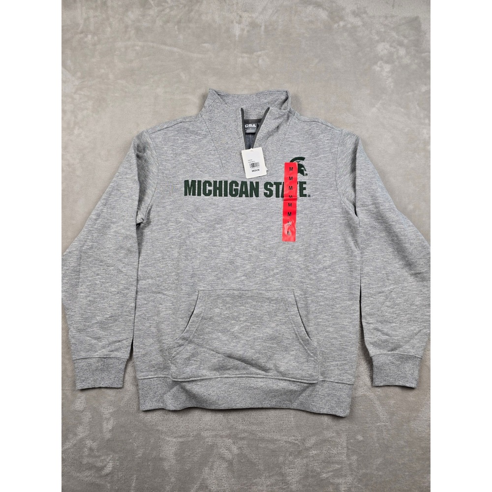 New CSA Michigan State Spartans‎ Quarter Zip Pullover Mens M Gray NCAA Fleece